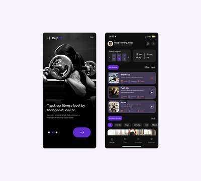 HelpFit Mobile App app design design figma fitness fitness app fitness mobile fitness mobile app gym gym app gym user interface product design ui ui design user interface ux