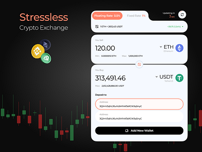 Crypto Exchange Widget Design crypro exchange design crypto crypto design cryptocurrency currency exchange designe design interface design landing landing page ui ux uxui webdesign website design