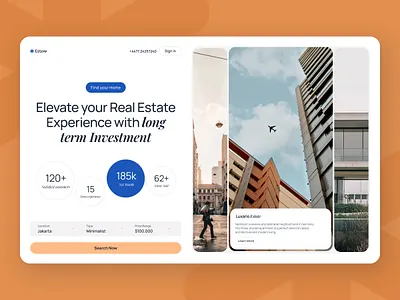 Real Estate - Web Header branding concept design house investment investement landing page minimal property real estate simple ui uiux visual web web design web header
