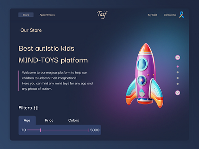 Taif Black children dark ecommerce homepage play toys ui ux