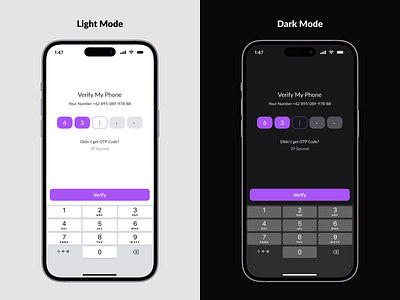 Daily UI Challenge #11 component dark mode mobile otp ui web design