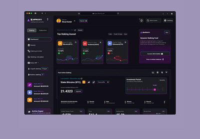 Earnify crypto blockchaindesign crypto cryptoinvestment digitalassest figmadesign ui web3design