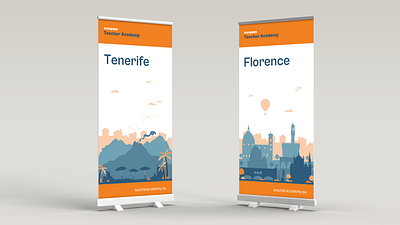 Roll-Up for the different locations of the School branding graphic design illustration vector