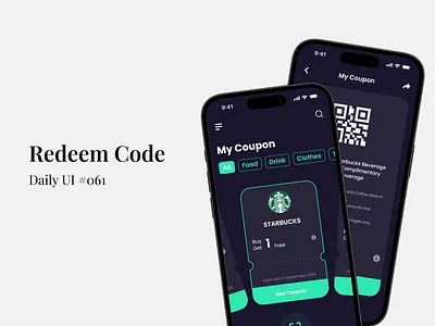 Redeem Code - Daily UI #061 code daily ui figma mobile app design qr qr code redeem code ui ui design uiux uiux design