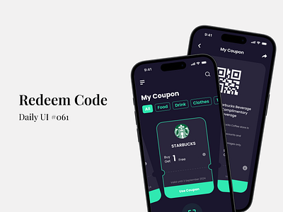 Redeem Code - Daily UI #061 code daily ui figma mobile app design qr qr code redeem code ui ui design uiux uiux design