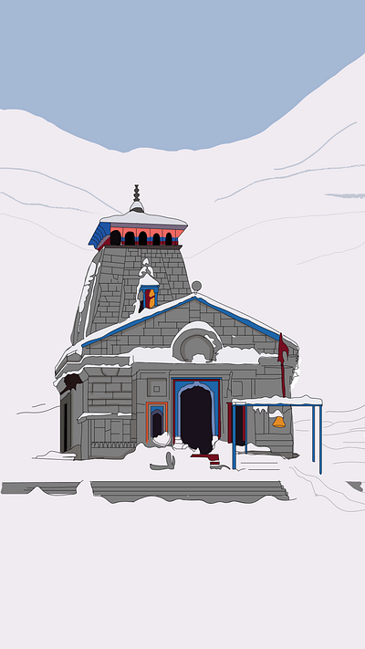 Kedarnath temple illustration digital art digital illustration drawing graphic design illustration