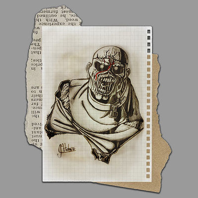 "Eddie The Head" Illustration ~ Iron Maiden: Piece Of Mind drawing fanart illustration shading