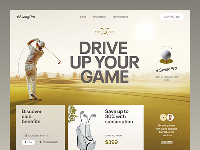 Website for a Sports Company ✦ SwingPro design interface product service startup ui ux web website