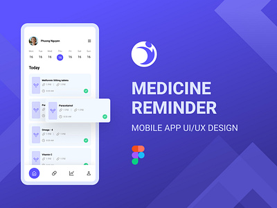 Medicine Reminder Mobile App UI/UX Design android design app design app designer app ui figma figma design healthcare ios ios design medical app medicine medicine app medicine reminder app mobile app ui ui design uiux design ux design