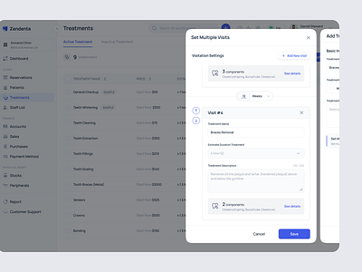 Zendenta - Multiple Visit Treatment Setup for SaaS Dental Clinic app clinic dental dentist ehr emr healthcare hospital management medical records multiple visit product design saas saas dental saas design treatment ui ux web app web design