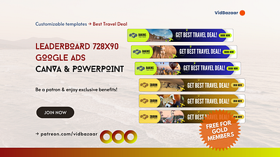 728x90 Animated Leaderboard Google Ads for Travel - Canva PPT 728x90 leaderboard advertising animation branding canva google ads powerpoint video ads