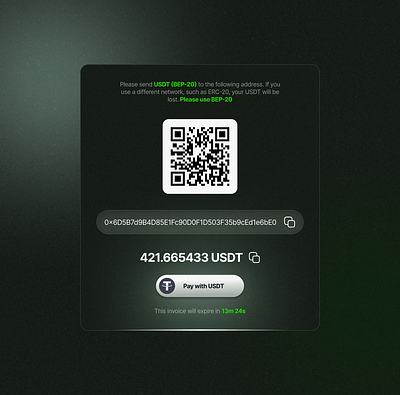 Crypto Payment card bitcoin blockchain crypto design modal ui usdt web3