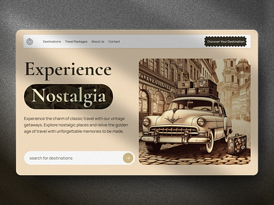 Hero section design for vintage travel agency hero section retro travel ui vintage web design