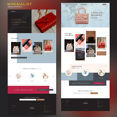 Ecommerce - Minimalist Template bags brand branding design ecommerce female figma photoshop shopping template ui us website website builder website design