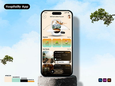 Latest Hospitality App Design - Wanderlust app ui design booking app graphic design hospitality hotel app hotel booking hotel booking app ios app design mobile app mobile app ui room booking tourism app travel agency travel app travel booking ui design uiux user experience ux design vacation