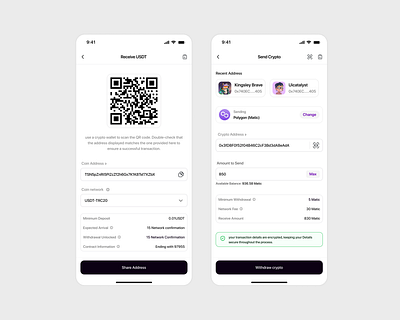 Send and Receive Crypto mobile app design product design ui ui design