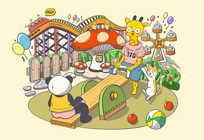 Amusement park cute illustration procreate