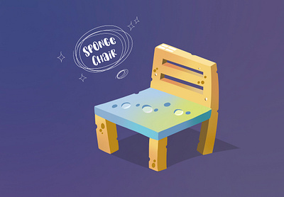 Sponge chair cute illustration procreate