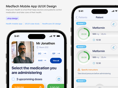 We created medicine treatment management mobile app UX/UI case study dashboard design figma health management healthcare medical software medtech mobile design saas ui uitop uiux ux