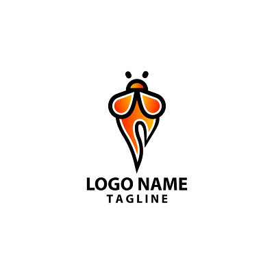 firefly fire logo design vector firefly