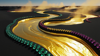 A river of liquid gold illustration