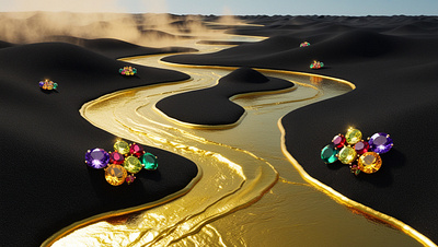 A river of liquid gold illustration