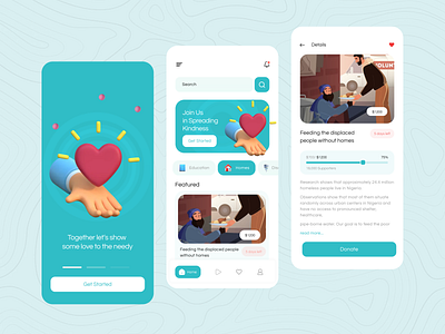 Charity Mobile App app charity dailyui design designtips dribbble figma give giving love ui uiux user experience user interface ux uxui who