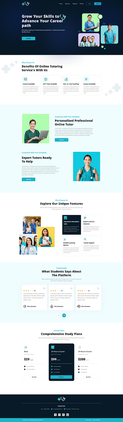 Nursing Tutorial: Online E-Learning Platform canva design figma logo design mobile design ui uiux web design