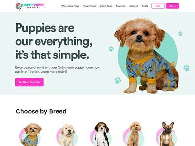 Happy Puppy Breeder: Online Puppy Store figma graphic design mobile design ui uiux web design