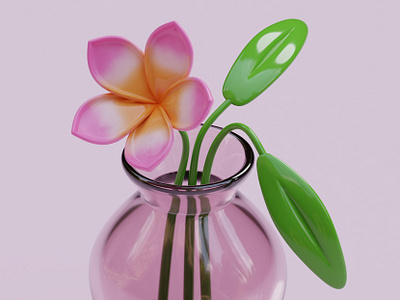 3D Stylized Flower Plumeria 3d 3d art 3d flower blender cycles flowers illustration modeling plants plumeria vase visualization