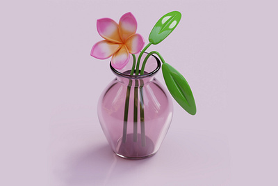 3D Stylized Flower Plumeria 3d 3d art 3d flower blender cycles flowers illustration modeling plants plumeria vase visualization