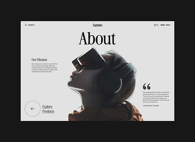 Santino - About Page - Style Test about about page branding design e commerce ecommerce headphones inspiration landing page shop studio ui ux web design website