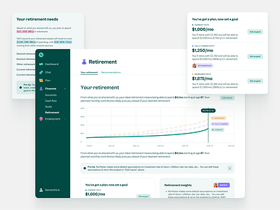 Retirement Dashboard dashboard finances fintech goals onboarding product design retirement ui ux