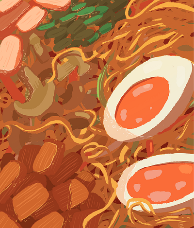 Foodies art cake detailedart digitalart digitalillustration drawingfood eggs food foodies foodillustration frenchfries illustration lasagna meal noodles ramen soup sushi