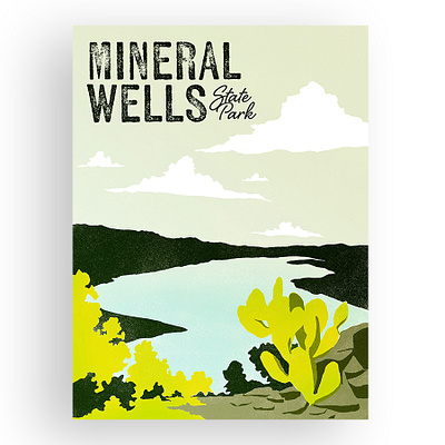 Lake Mineral Wells Poster and Patch illustration