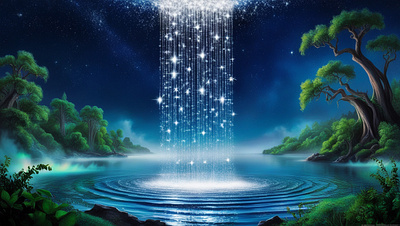 A waterfall of stars illustration