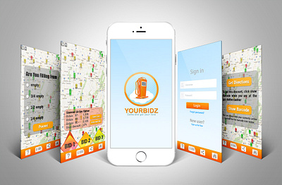 YOURBIDZ App app app design application branding computer corporate identity design graphic design laptop logo logo design mobile orange slider yourbidz