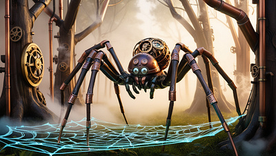 A steampunk spider illustration