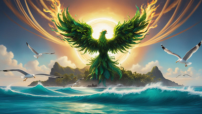 A phoenix-shaped island illustration