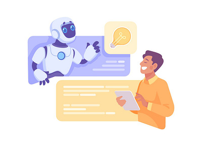 Communication character communication flat illustration robot