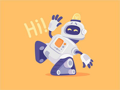 Hi character children flat illustration robot