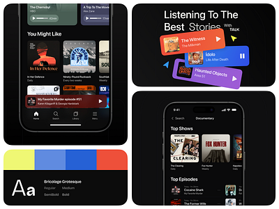 TALK - Podcast App apple music application branding dark mode app dark mode application figma georgia minimalistic mobile uiux muisic player music player player podcast podcast app product design spotify streaming talk tbilisi uiux