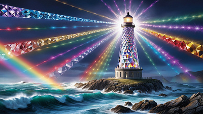 A lighthouse made of crystal illustration