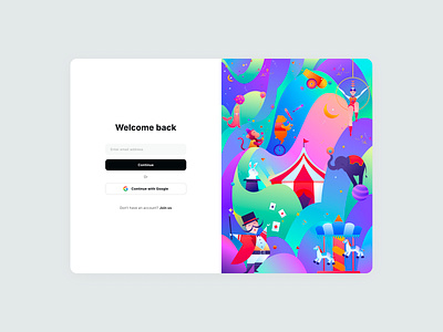 Circus Magic: Login and Join Us Page Exploration circus gradient icon illustration login register show signup ui ux