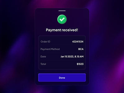 Payment Confirmation Card Design behance dribbble figma ui ux