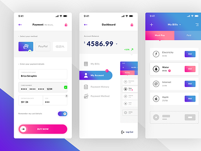 Payment dashbaord bills app application android ios brand branding color full credit card form g2a graphic design illustrator ai input might schemes payment dashboard bills paypal photoshop psd print designer selc method payment senior designer typo typography ui ux designer user profile nav navvgation visa mastercard