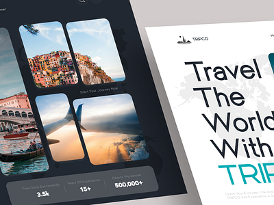 Travel Agency-TRIPCO agency business dark graphic design image landing page light travel trip ui ux web design