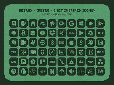 RETROX - iOS icons 8bit icons android android icons customized icons graphic design icon pack iconography ios ios iocns nokia pixelated icons retro retro icons retro vibe