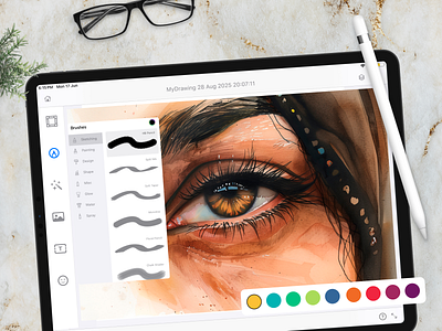 Drawing App - iPad Pro adobe app branding brush brush stroke design drawing drawing app graphic design illustration ipad painting pencil sketch procreate sketch typography ui uiux vector watercolor