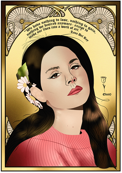 Lana Del Rey Art art art nouveau design graphics design illustration lana del rey nouveau portrait drawing portrait illustration